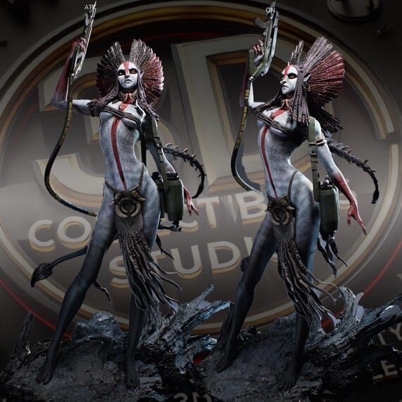 Tribal Huntress Custom 3D Printed Statue - Fa...