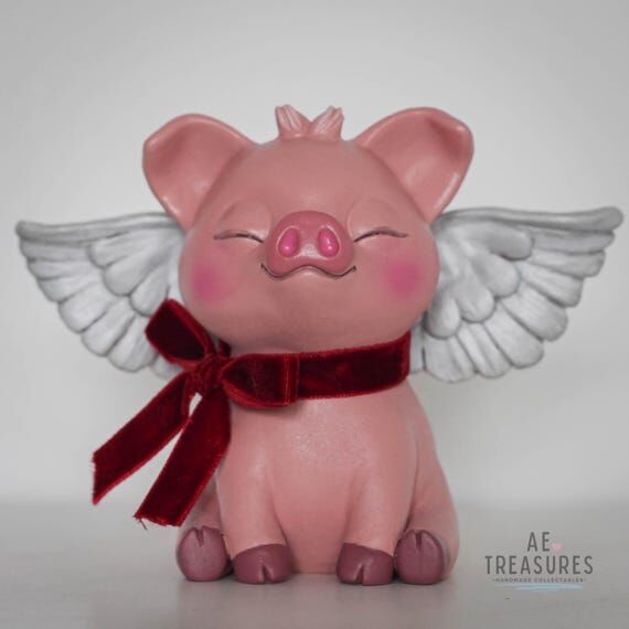 Flying Pig / Winged Pig Ornament / Cute Pig F...