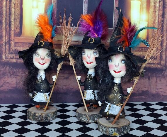 Handmade Halloween Witch Rag Figurine: Funny ...