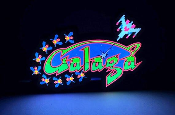 Galaga LED Lighted Sign with remote, retro ar...