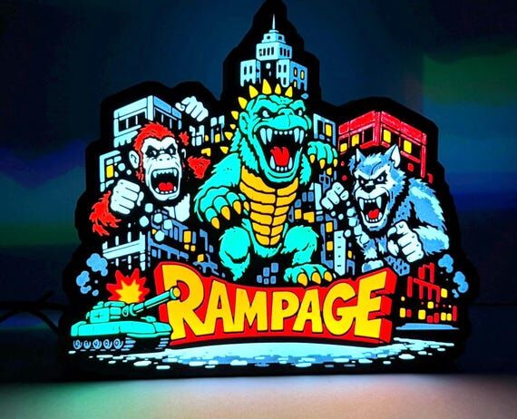 Rampage Arcade LED Lighted Sign, 3D Printed a...