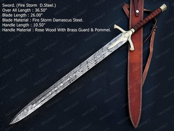 Hand Forged Fire Storm Damascus Steel Viking ...
