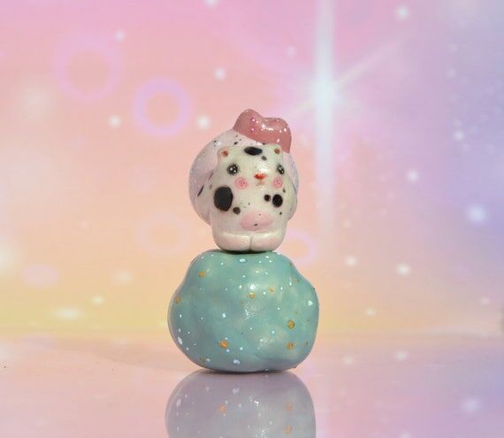 Handmade Polymer Clay Cat & Fish Miniature Fi...