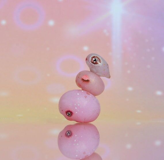 Polymer Clay Animal Figurine: Handmade Pink G...