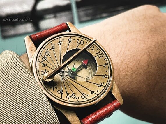 Handmade Steampunk Brass Wrist Compass & Sund...