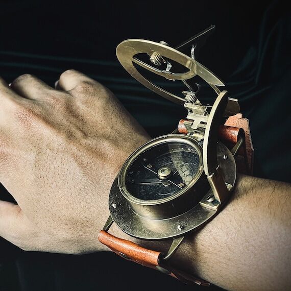 Handmade Nautical Wrist Compass Sundial Watch...