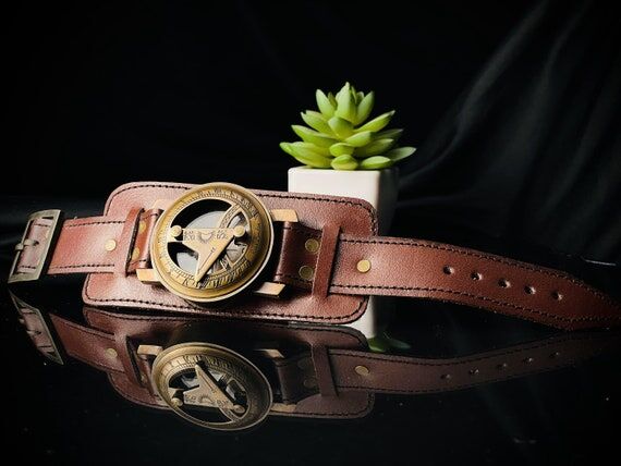 Personalized | Brass & Leather Strap Compass ...
