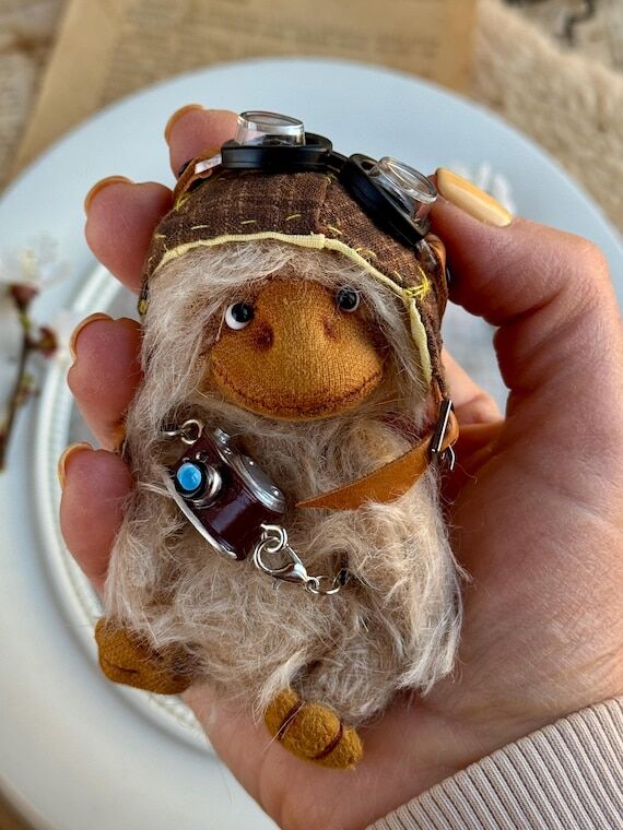 Teddy Duck OOAK Aviator Toy, Artist Handmade ...