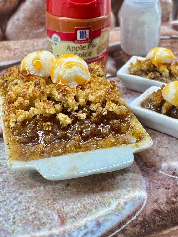 Applecrisp Dessert with Ice Cream and Caramel...