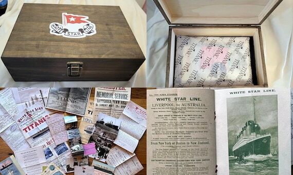 White Star Line Titanic Wooden Document Box C...
