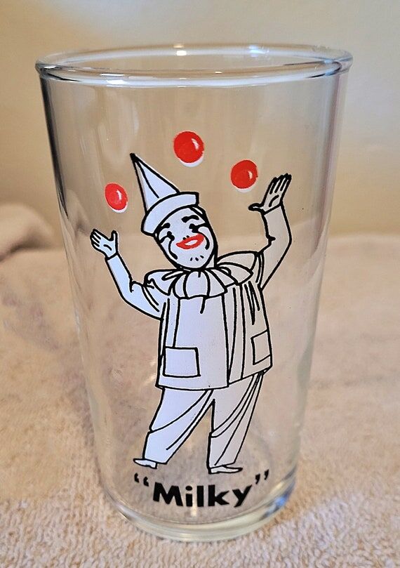 Vintage 1960's Milky The Clown 6oz Glass Detr...