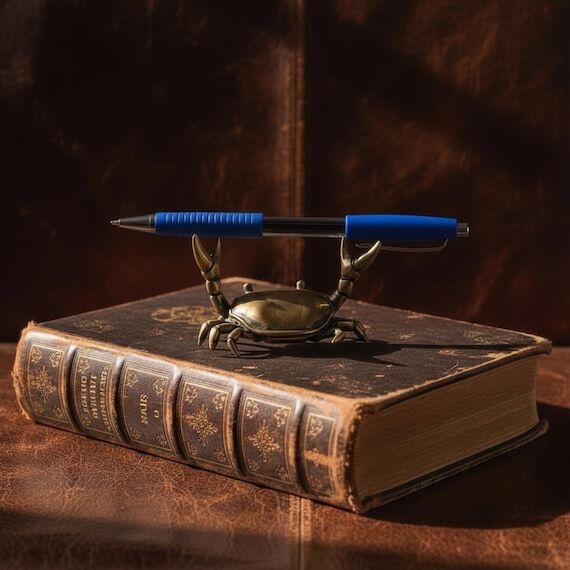 Hand-Polished Brass Weightlifting Crab Figuri...
