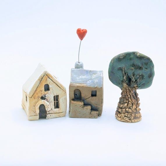 Handmade Miniature Ceramic House: Collectible...
