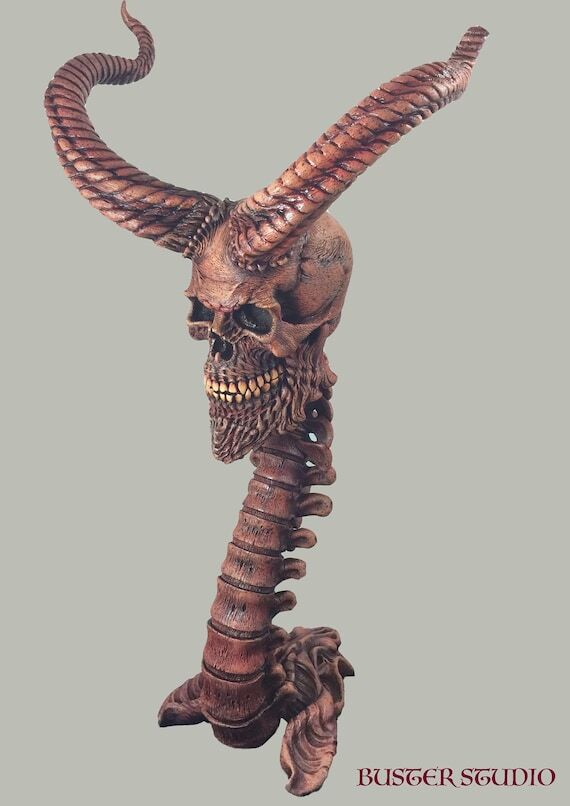Handmade Hellboy Skull Statue: Comic Fan Art ...