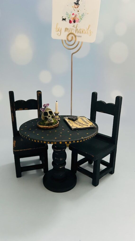 Handcrafted Miniature Witch Round Table • B...