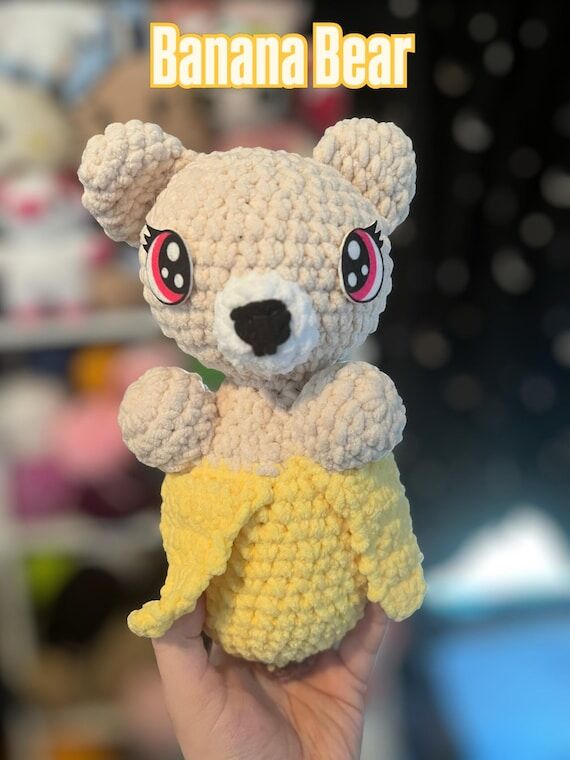 Crocheted Banana Bear Plush | Kawaii Amigurum...