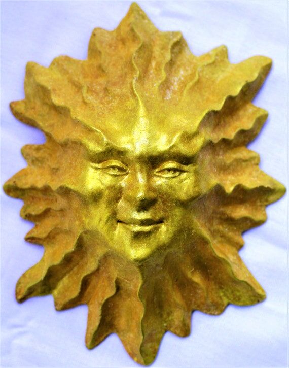 Golden Sun Face Wall Sculpture Figurine, 8&qu...