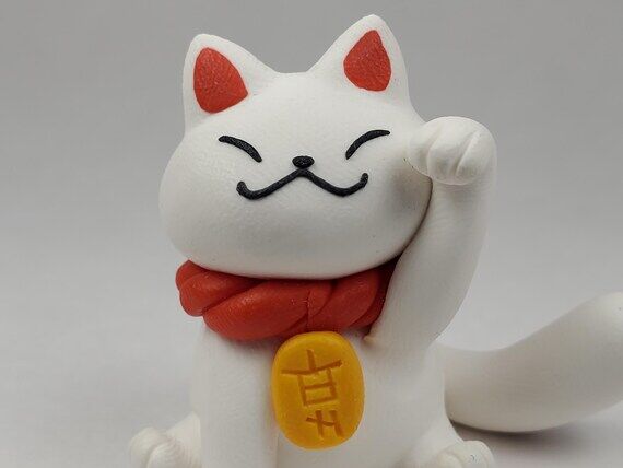 Lucky Fortune Cat - Handmade Polymer Clay Jap...