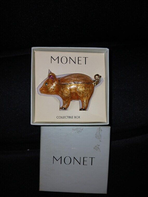Monet Pink Pig Trinket Box...
