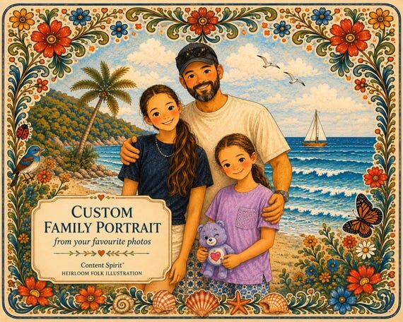 Custom Family Portrait From Photo, Personaliz...