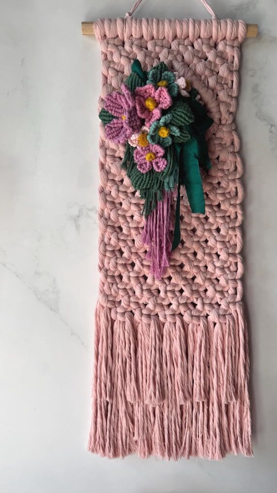 Blush Pink Macrame Wall Hanging: Boho Floral ...