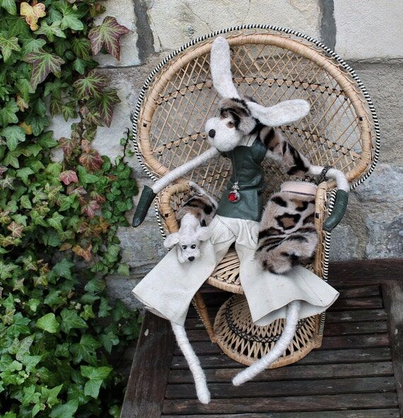 Felt Hare Sculpture: 20" Handmade Fibre ...