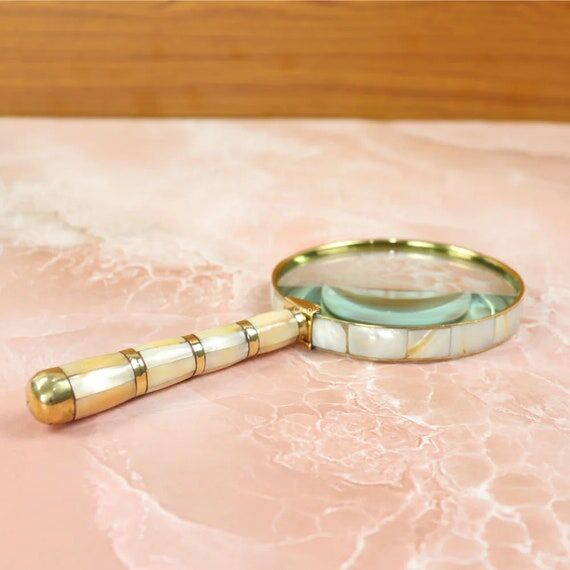 Handcrafted Brass Magnifier with Mother-of-Pe...