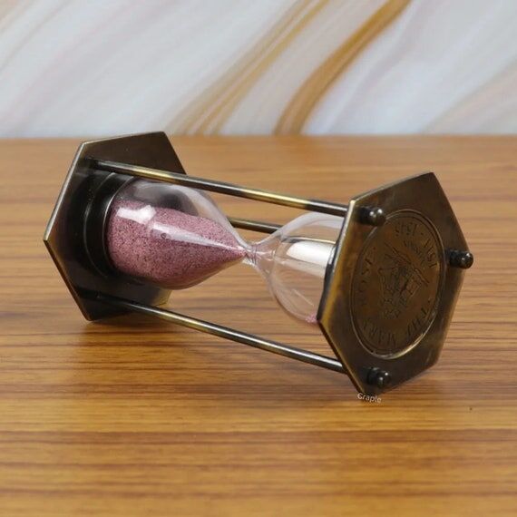 Antique Brass Hexagon Hourglass: 2-Minute San...