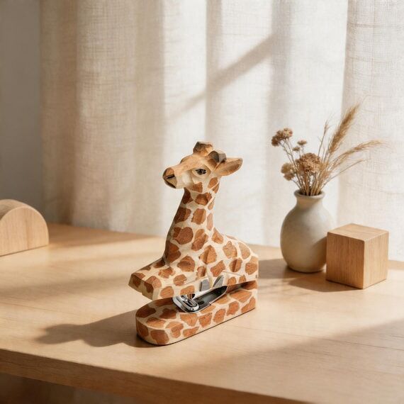 Giraffe Mini Stapler, Cute Wooden Animal Stap...