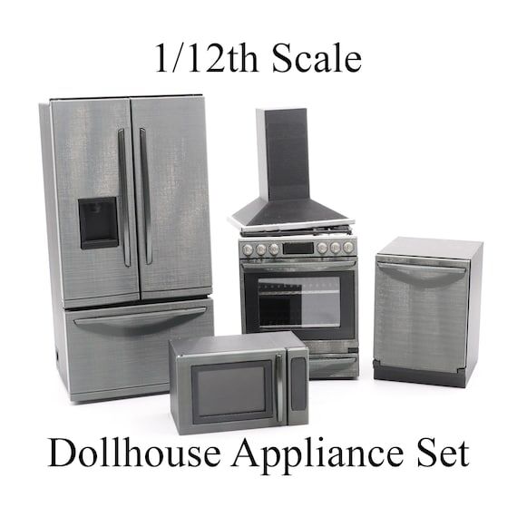 1/12TH Scale Miniature Dollhouse Stove, Refri...