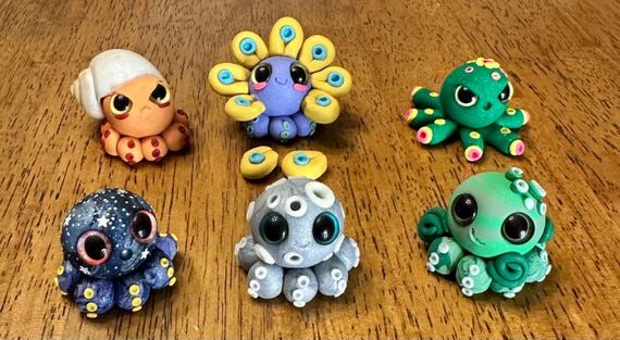 Whimsical Baby Octopus Figurine: Luna, Midnig...