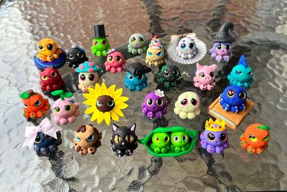 Baby Polymer Clay Octopus Characters...
