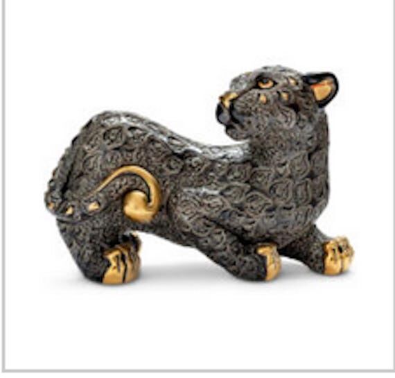 Handmade Ceramic Black Panther Figurine - De ...