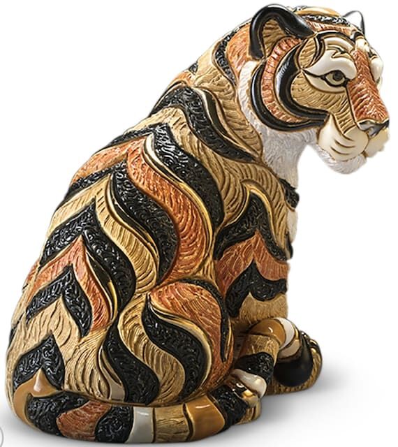 Handmade Ceramic Tiger Figurine: De Rosa Medi...