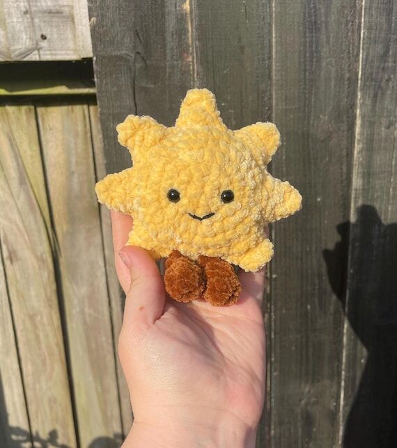 Crochet Sun Plushie with Legs, Amigurumi Suns...