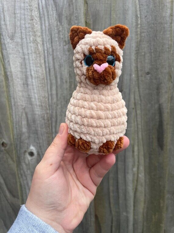 Crochet Amigurumi Chenille Cat Plush, Handmad...