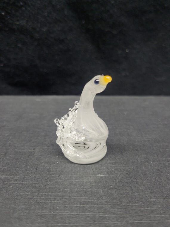 Handmade Glass Sebastopol Goose Figurine...