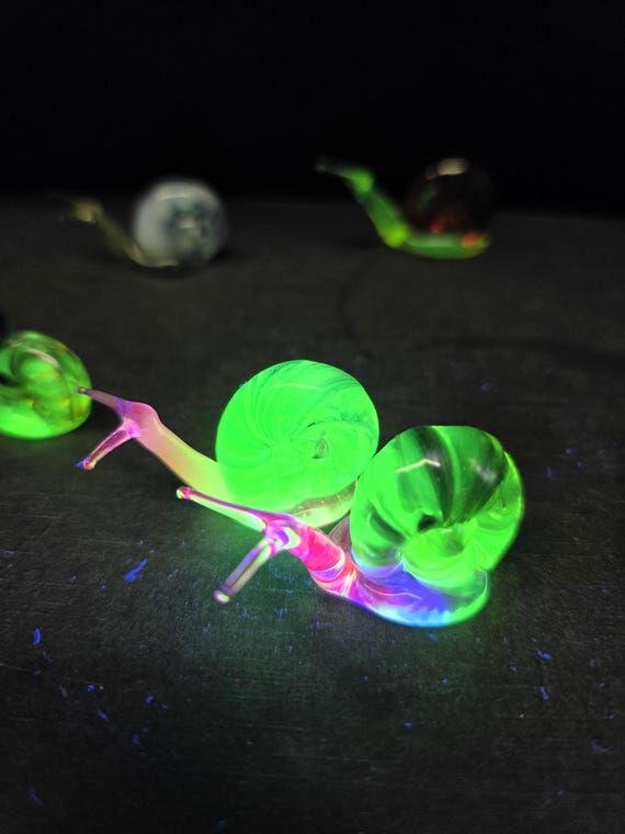 Tiny Uranium Glass Snail Sculpture: Handmade ...