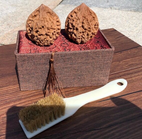 Pair Walnut Chinese Health Exercise Stress Ba...