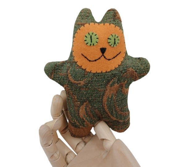 Handmade kitty cat stuffed animal, wool face,...