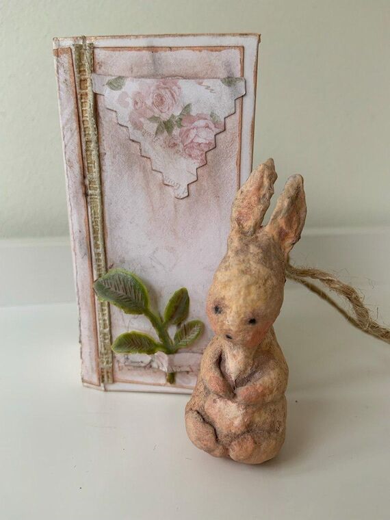 Comfort Bunny Art Doll, OOAK Cotton Wool Scul...