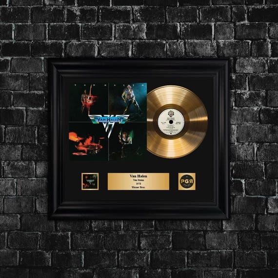 Framed Van Halen Gold Vinyl Record, Rock Musi...