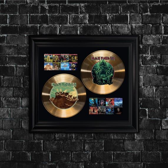 Framed Iron Maiden Gold Vinyl Record Art – ...