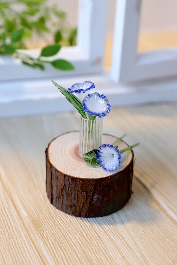 Handmade Glass Morning Glory Bouquet, Mini Bi...