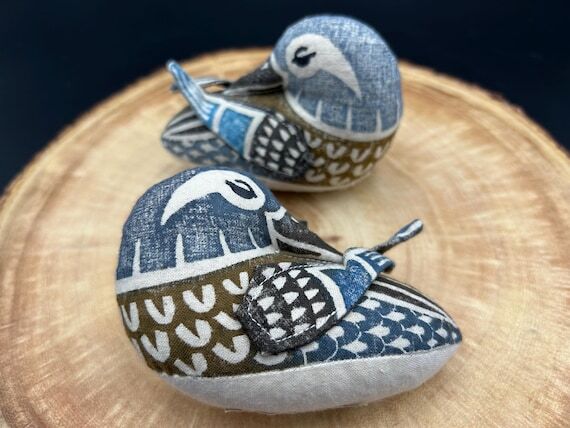 Vintage Woodblock Print Birds, Set of 2, Hand...