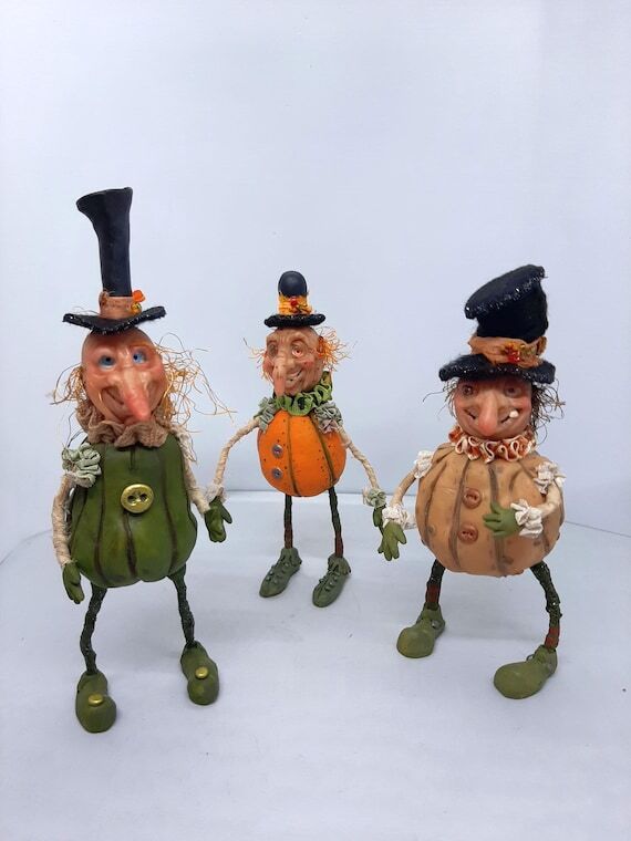 Pumpkin Troll Trio (LOT) OOAK Handmade Folk A...