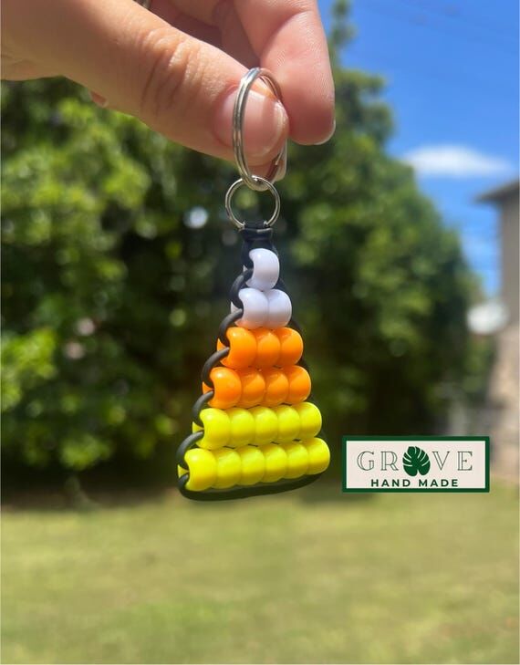 Pony Bead Candy Corn Keychain: 90s Retro Hall...