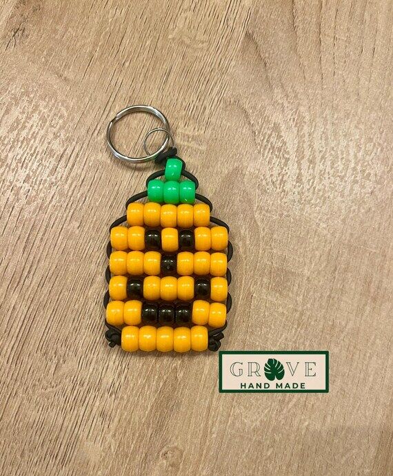 Pony Bead Pumpkin Handmade Keychain: 90s Retr...