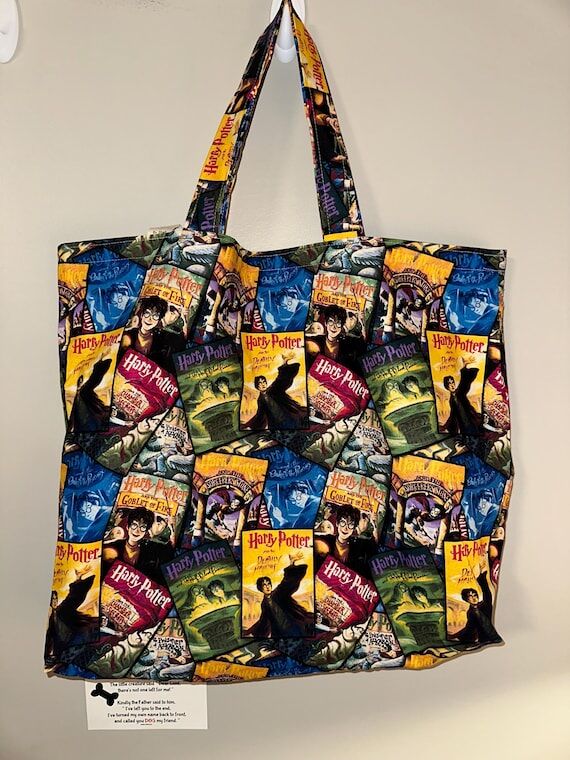 Harry Potter Book Cover Reversible Tote Bag -...