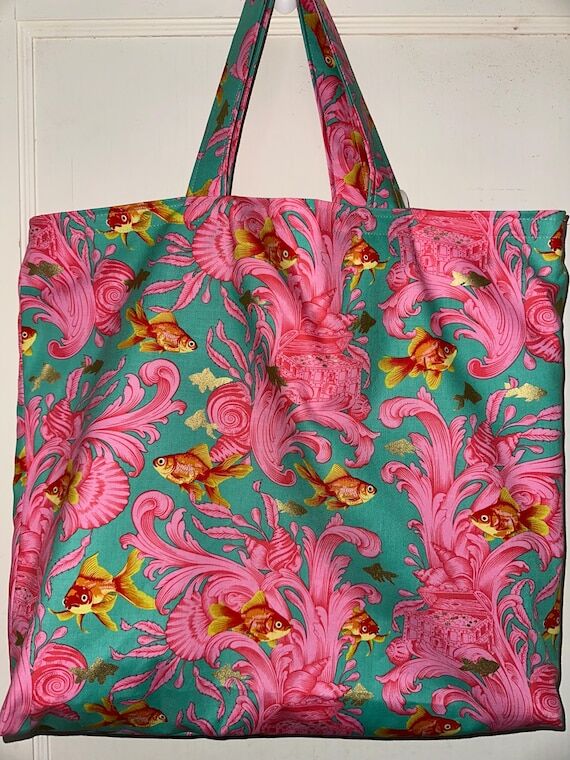 Handmade Tote Market Bag - Tula Pink’s Trea...